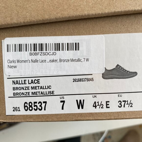NIB NEW Clark's Women's Nalle Lace Up Leather Sneaker Bronze Metallic Sz 7 - Picture 6 of 6